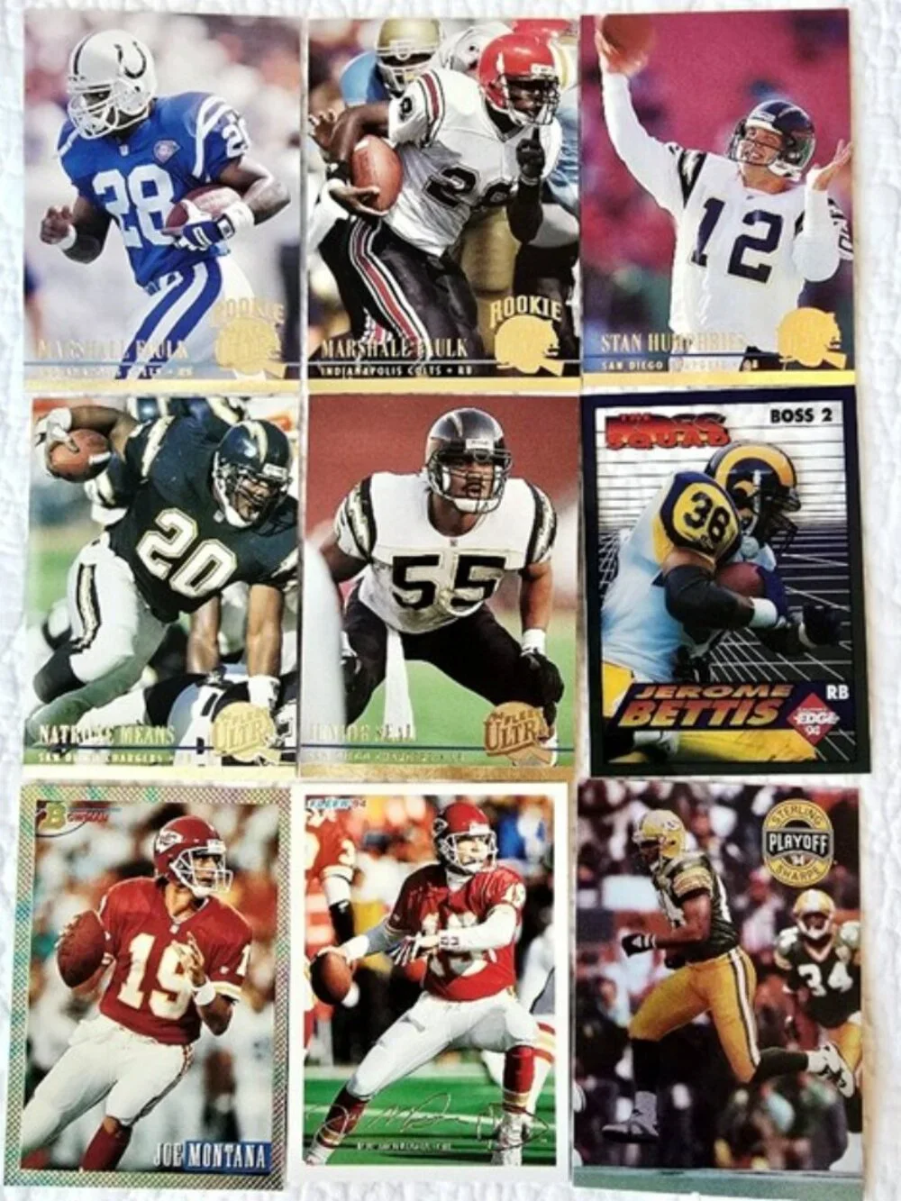 Vintage Football Trading Card Lot 40 Cards Sanders Aikman Montana Bradshaw Long